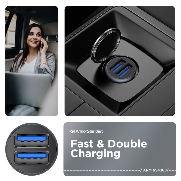Зарядное устройство Armorstandart 2xUSB QC3.0 Grey + cable USB-C (ARM82459) изображение 3