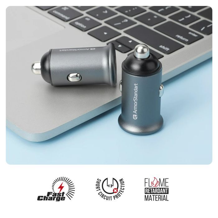 Зарядное устройство Armorstandart 2xUSB QC3.0 Grey + cable USB-C (ARM82459) изображение 5
