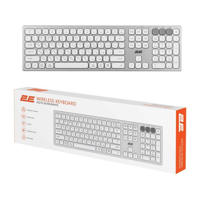Клавиатура 2E KS270 109key Wireless UA Grey/Black (2E-KS270WBGR_UA) изображение 10