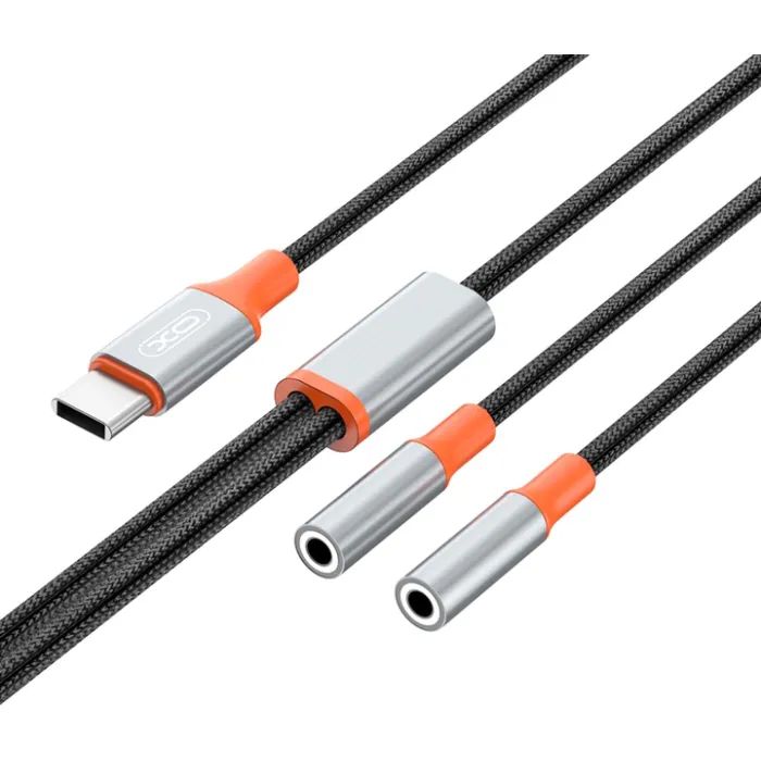 Переходник USB-C to 2x3.5mm F 1.0m NB-R269B black XO (NB-R269B.black)
