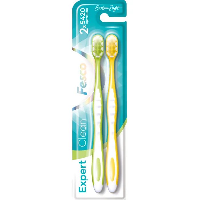Зубная щетка Fesco Expert Clean Extra Soft Голубая 1 шт. + Розовая 1 шт. (4820204702311)