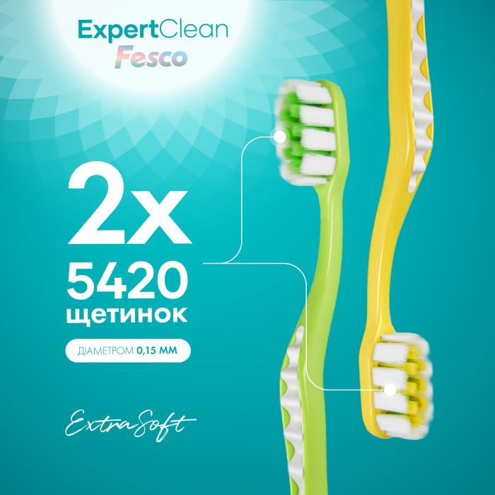 Зубная щетка Fesco Expert Clean Extra Soft Голубая 1 шт. + Розовая 1 шт. (4820204702311) изображение 3