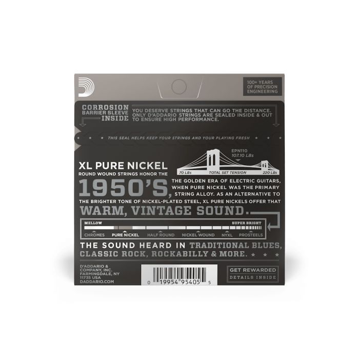 Струны для гитары D'Addario XL Pure Nickel Regular Light (10-45) (EPN110) изображение 3
