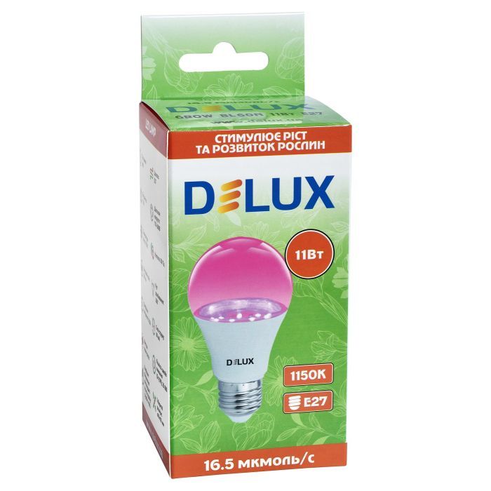 Лампочка Delux GROW BL 60N 11 Вт_230В E27 (90023253) изображение 3