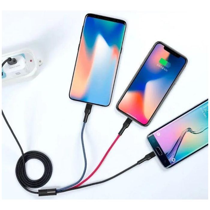 Дата кабель USB 2.0 AM to Lightning + Micro 5P + USB-C 1.2m black XO (XO-NB54-3in1) изображение 3