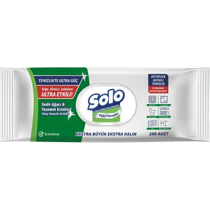 Салфетки для уборки Solo Ultra Power Влажные Кедр и жасмин 100 шт. (8690530064430)