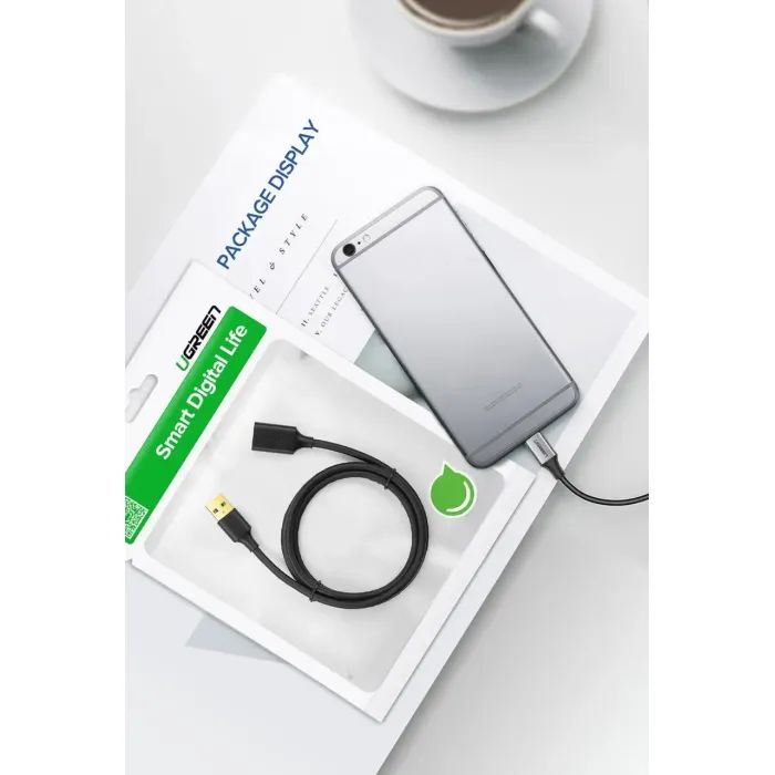 Дата кабель USB 3.0 AM/AF 0.5m US129 black Ugreen (30125) изображение 10