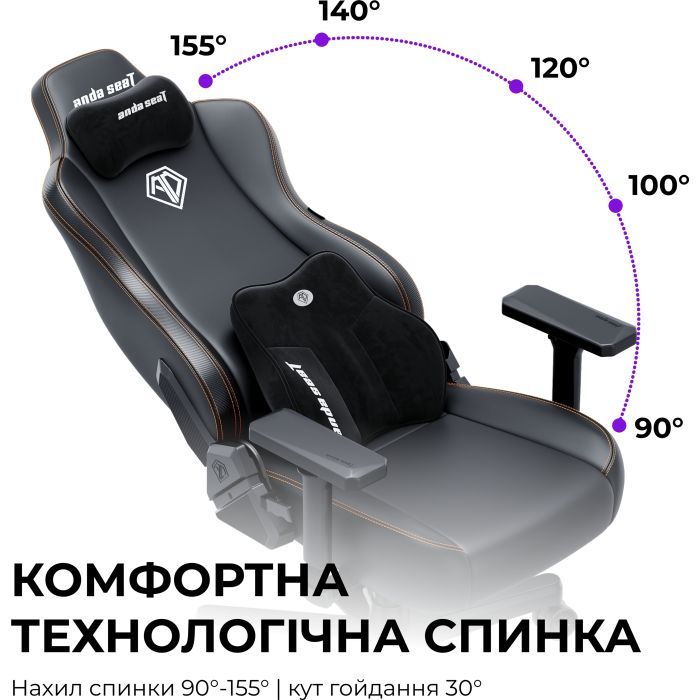 Крісло ігрове AndaSeat Novis Plus Fabric XL Black (AD23YC-XL-01-B-F-B04) зображення 9