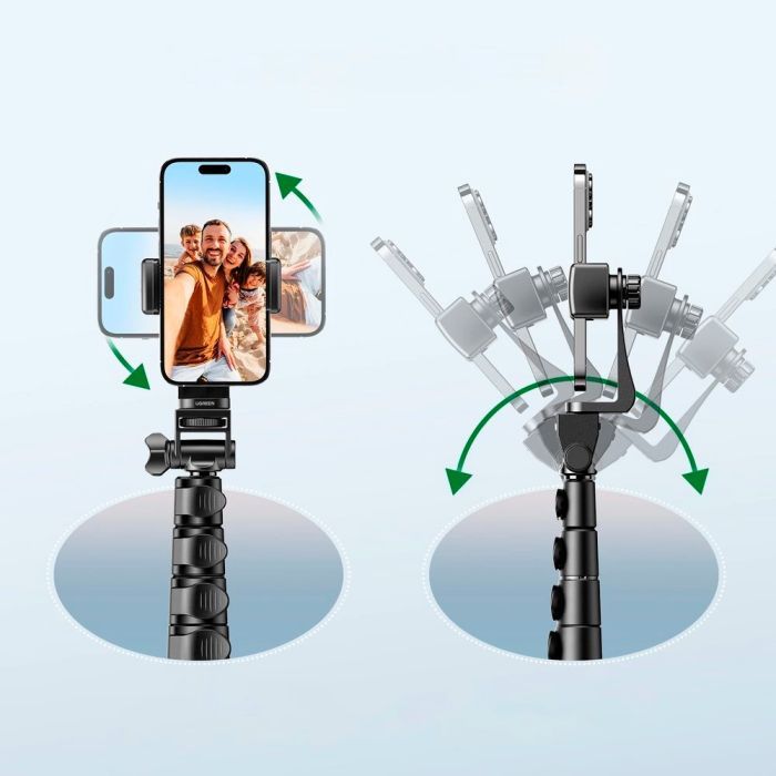 Штатив UGREEN LP680 Selfie Stick Tripod with Bluetooth Remote Black (15609) зображення 12