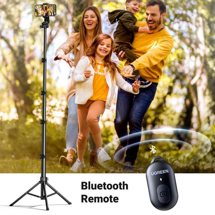 Штатив UGREEN LP680 Selfie Stick Tripod with Bluetooth Remote Black (15609) зображення 6