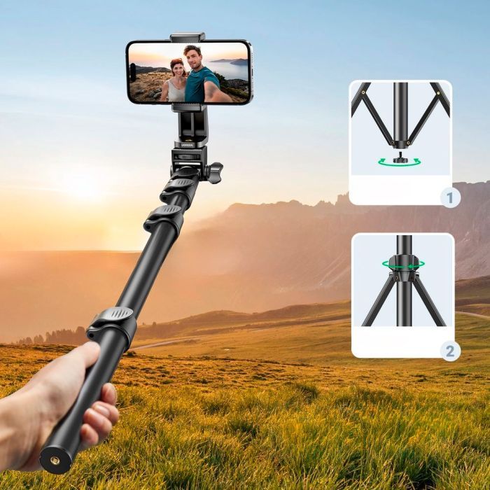 Штатив UGREEN LP680 Selfie Stick Tripod with Bluetooth Remote Black (15609) зображення 7