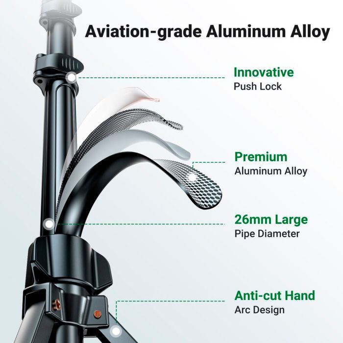 Штатив UGREEN LP680 Selfie Stick Tripod with Bluetooth Remote Black (15609) зображення 8