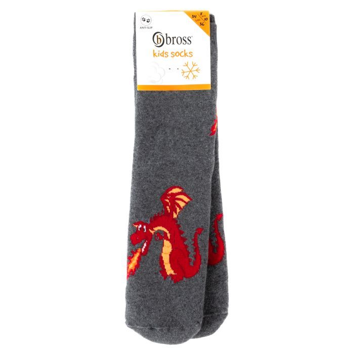 Шкарпетки дитячі Bross махрові з драконом (9898-8-10-green)