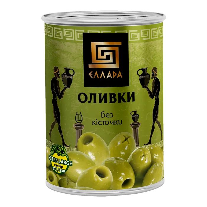 Овочева консервація Ellada Оливки без кісточки 420 мл ж/б ключ (5202152520022)