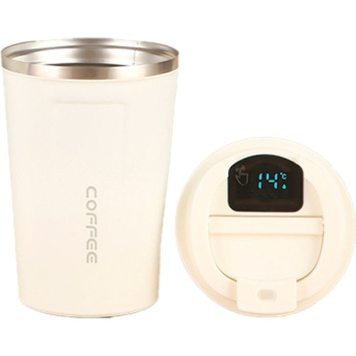 Термокружка Merlion з LED дисплеєм 380 мл, біла (Termo-304LED-380White)