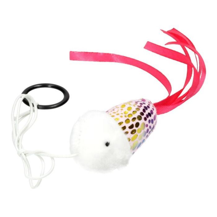 Игрушка для кошек Hippie Pet Рыбка с бечевкой розовая 7.5 см (HIPCT2304008RO)