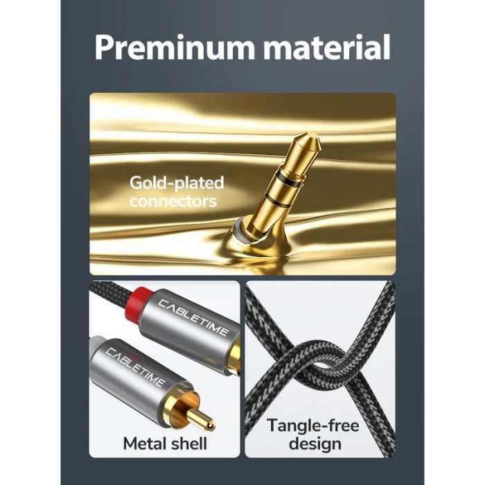 Кабель мультимедійний 3.5mm M to 2xRCA M 3.0m Cabletime (CA914067) зображення 5