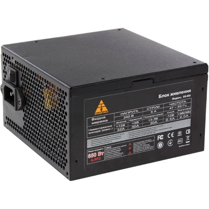 Блок живлення Golden Field 650W (ATX-SS650) зображення 2