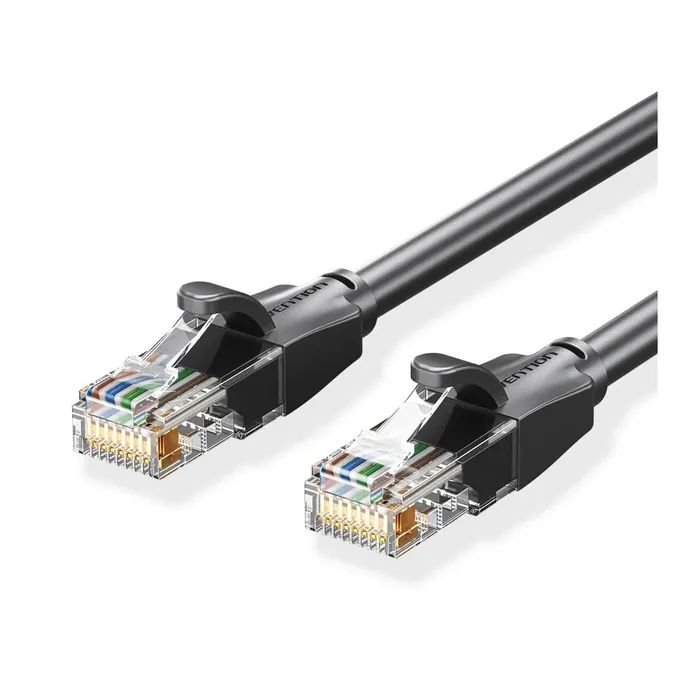 Патч-корд 1m UTP cat 6 RJ-45 flat black Vention (IBABF)