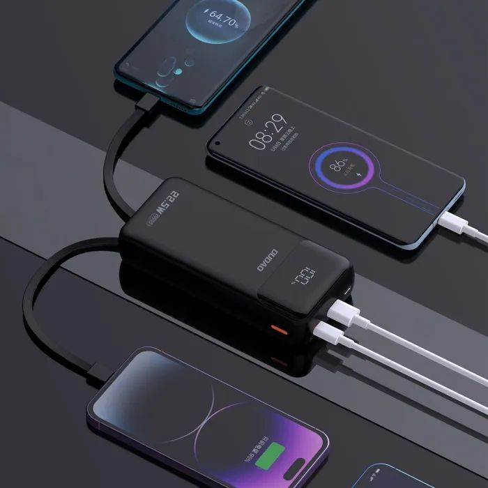 Батарея универсальная Dudao K15Pro 20000mAh PD/22.5W, QC, with built-in cables, Black (6977196682430) изображение 5