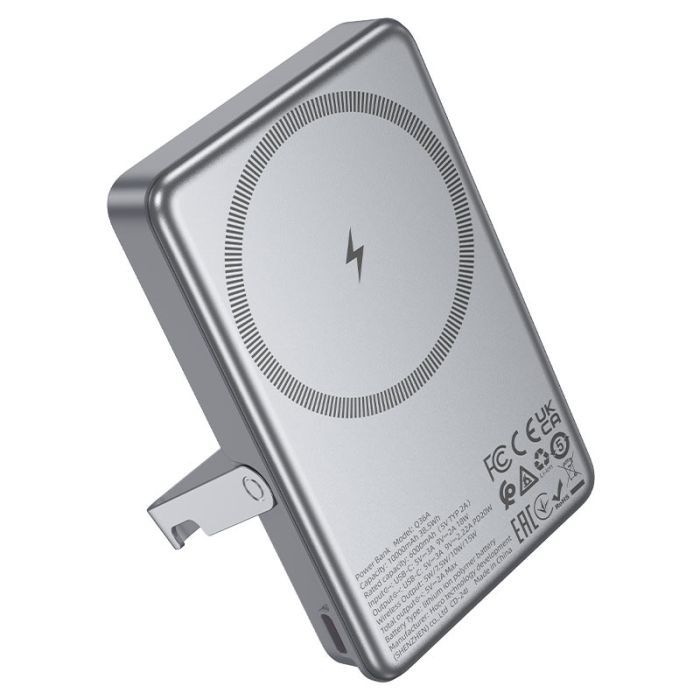 Батарея универсальная HOCO 10000mAh Sunlight PD/20W Magnetic with stand Metal Grey (Q36A / 714987) изображение 3