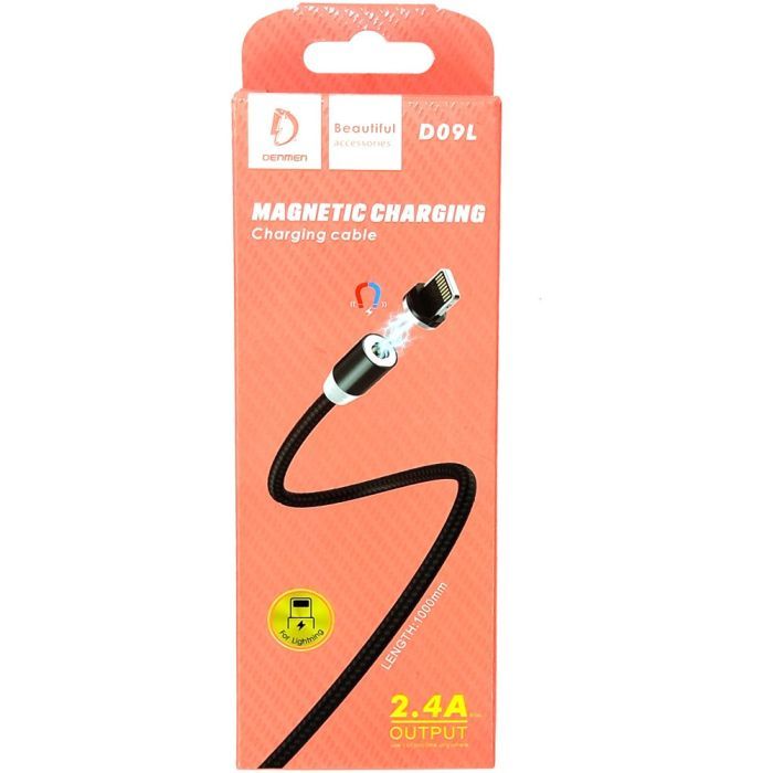Дата кабель USB 2.0 AM to Lightning magnetic black Denmen (DN-D09L-BK) изображение 3