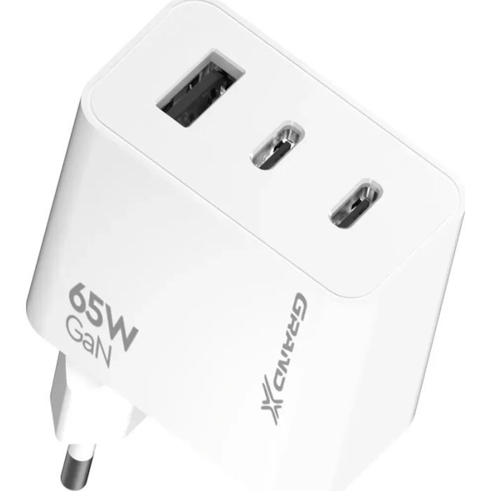 Зарядное устройство Grand-X GaN 2xUSB-C + 1xUSB 65W PD3.0 QC4.0 AFC SCP FCP white (CH-990W) изображение 4