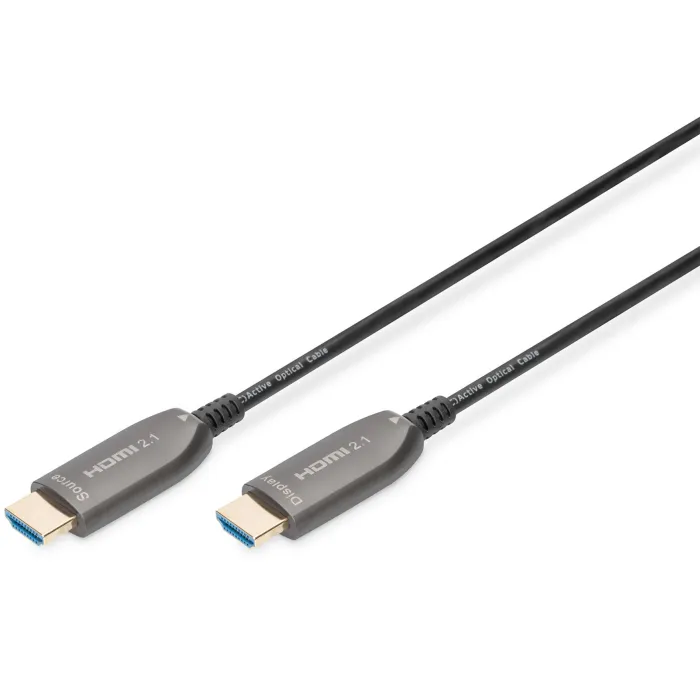 Кабель мультимедийный HDMI M to HDMI M 20m 8K AOC hybrid-fiber black Digitus (AK-330126-200-S)