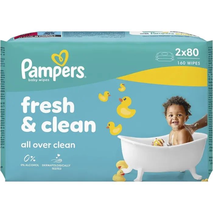 Детские влажные салфетки Pampers Fresh Clean2x80 шт (160 шт) (8006530135269)