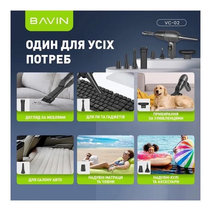 Пылесос BAVIN VC-02 15000Pa 2000 mAh Black (Z-VC02 BK) изображение 4