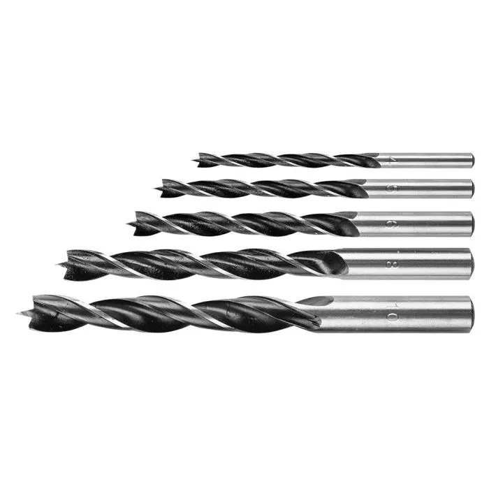 Набор сверл Graphite по дереву, спиральные, 4-6,8,10мм, 5шт (54T574)