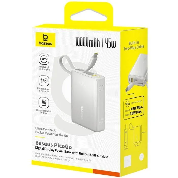 Батарея універсальна Baseus PicoGo 10000mAh 45W PD, QC, Galaxy Natural Titanium (P10076803853-00) зображення 4