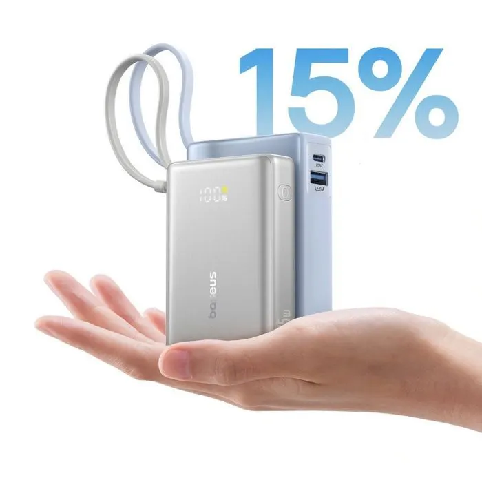 Батарея універсальна Baseus PicoGo 10000mAh 45W PD, QC, Galaxy Natural Titanium (P10076803853-00) зображення 5