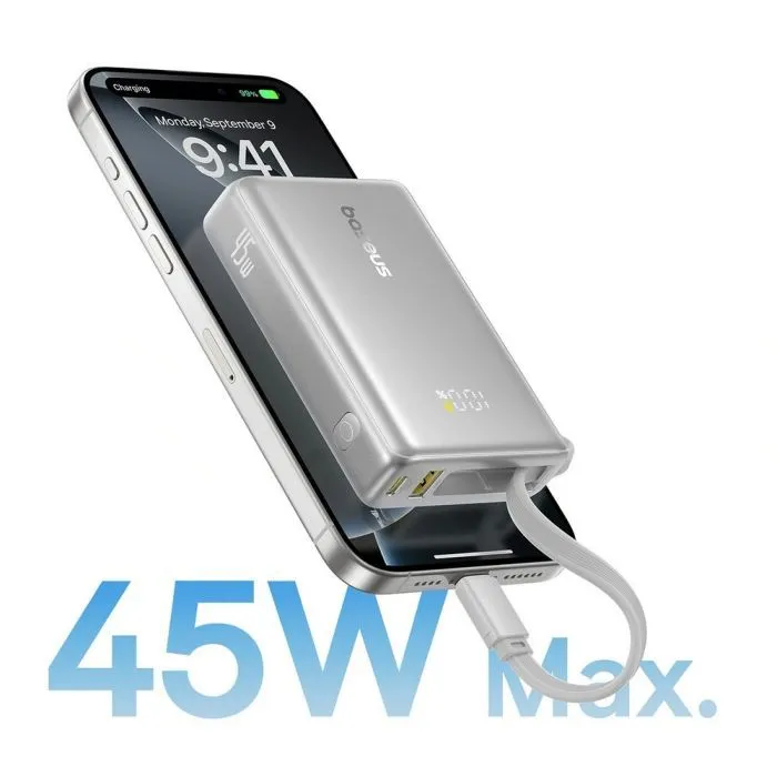 Батарея універсальна Baseus PicoGo 10000mAh 45W PD, QC, Galaxy Natural Titanium (P10076803853-00) зображення 7