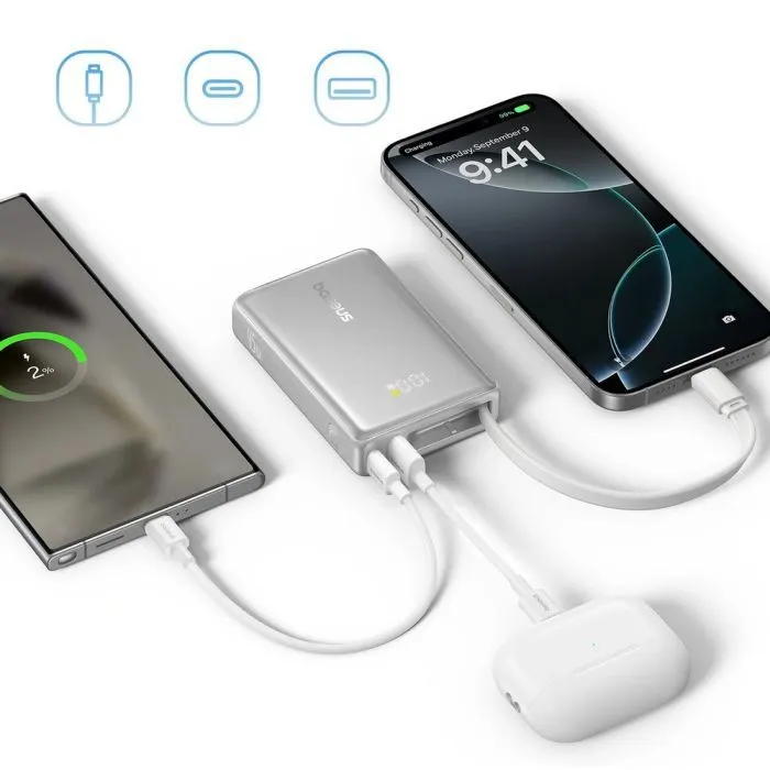 Батарея універсальна Baseus PicoGo 10000mAh 45W PD, QC, Galaxy Natural Titanium (P10076803853-00) зображення 8