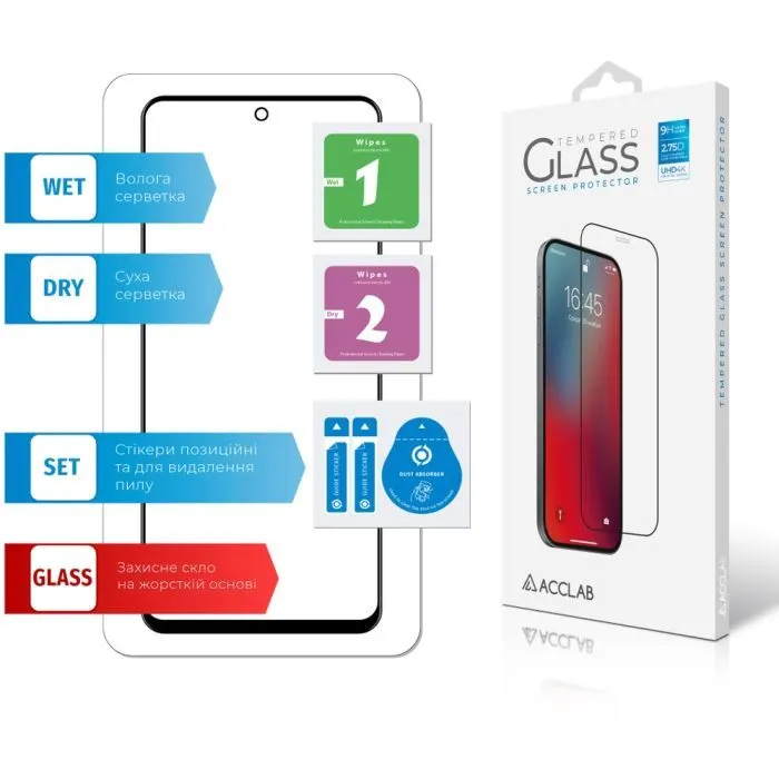 Скло захисне ACCLAB Full Glue Xiaomi Redmi Note 9S Black (1283126508806) зображення 7