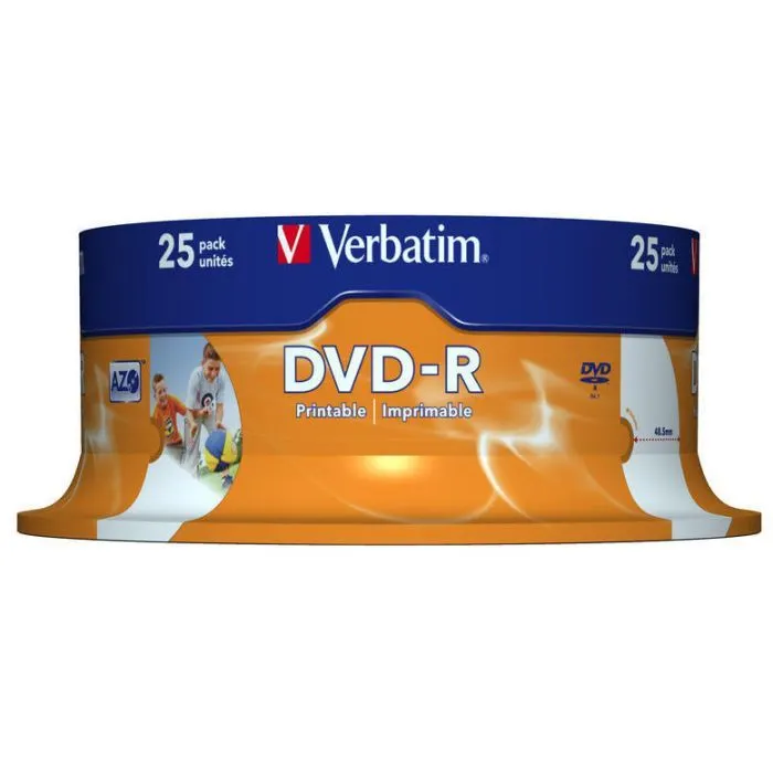 Диск DVD Verbatim 4.7Gb 16X CakeBox 25шт Printable (43538) изображение 2
