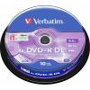 Диск DVD Verbatim 8.5Gb 8x CakeBox 10 шт Matte Silver (43666)
