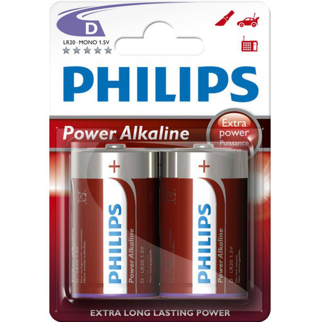 Батарейка Philips LR20 PHILIPS PowerLife P2B * 2 (LR20P2B/97)