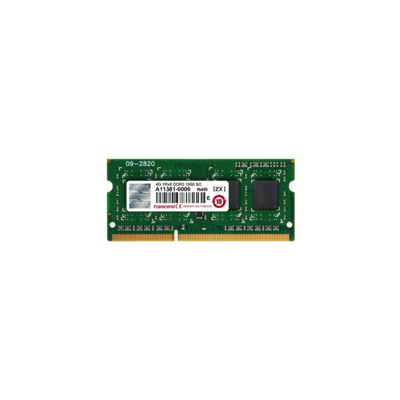 Модуль памяти для ноутбука SoDIMM DDR3 4GB 1600 MHz Transcend (JM1600KSH-4G)
