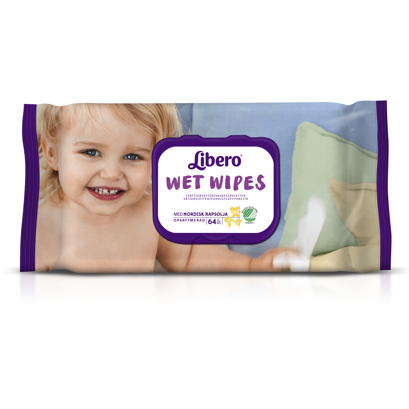 Дитячі вологі серветки Libero Wet Wipes 64 шт (7322540350470)