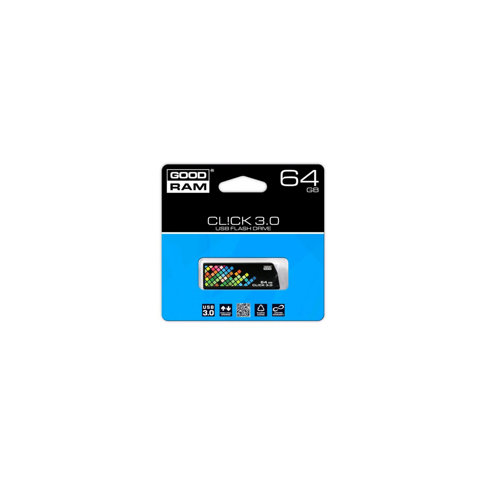 USB флеш накопитель Goodram 64GB CL!CK Black USB 3.0 (PD64GH3GRCLKR9) изображение 4