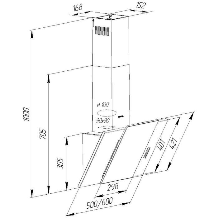 Вытяжка кухонная Pyramida KZ 60 WH изображение 6