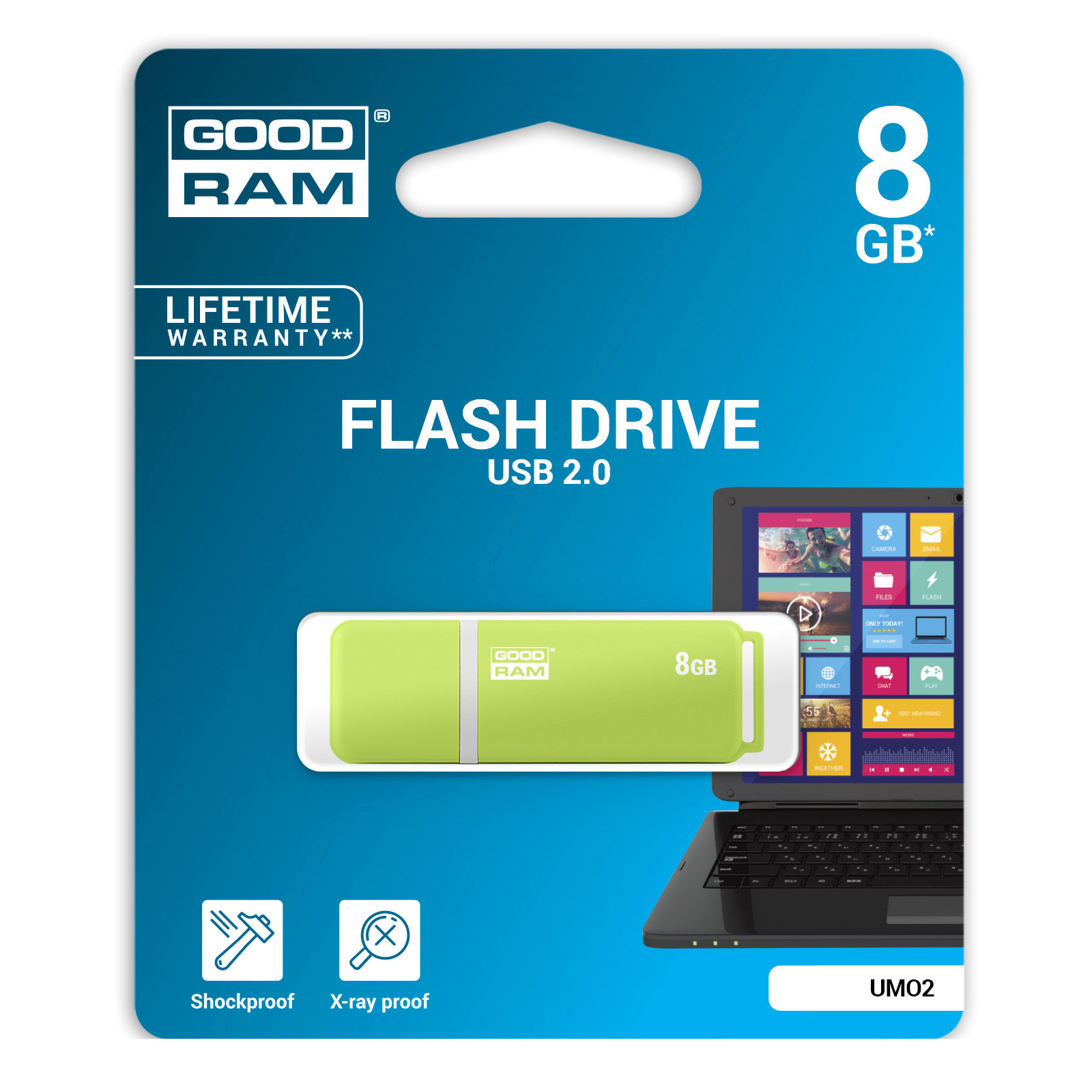 USB флеш накопитель Goodram 8GB UMO2 Orange Green USB 2.0 (UMO2-0080OGR11) изображение 6