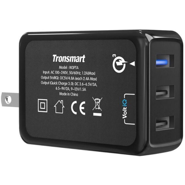 Зарядное устройство Tronsmart W3PTA 42W Quick Charge 3.0 USB Wall Charger Black (210778) изображение 4
