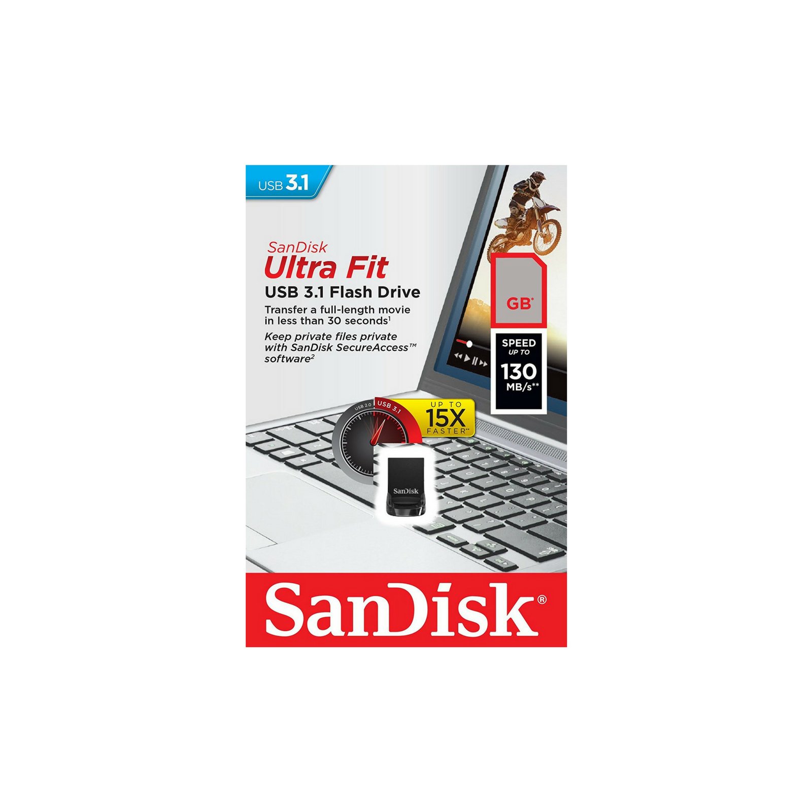 USB флеш накопитель SanDisk 256GB Ultra Fit USB 3.1 (SDCZ430-256G-G46) изображение 5