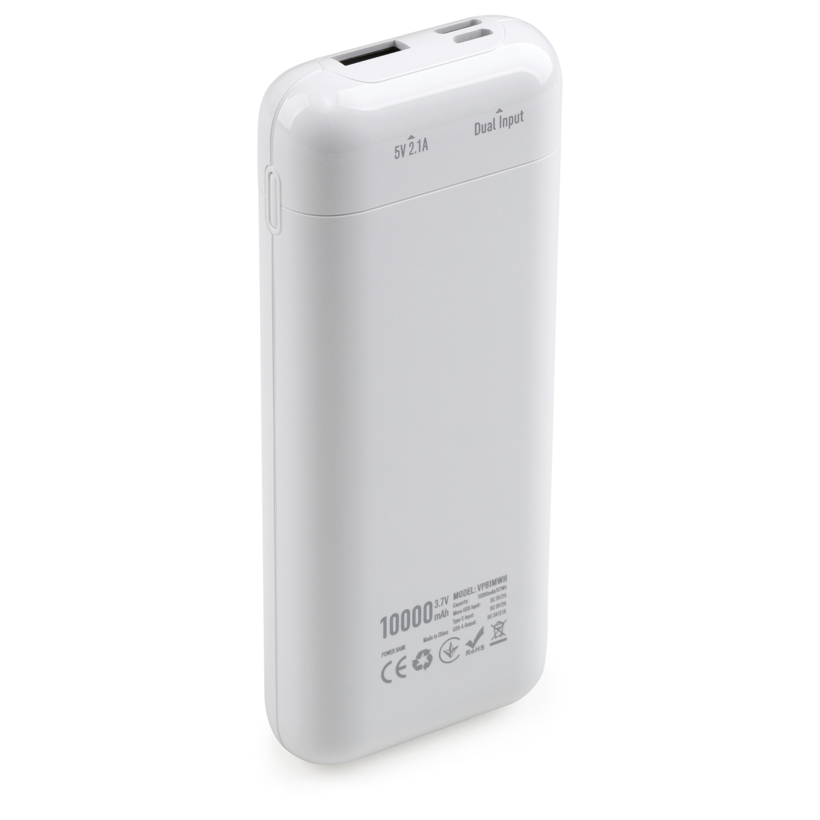 Батарея универсальная Vinga 10000 mAh glossy white (VPB1MWH) изображение 2