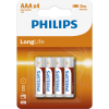 Батарейка Philips AAA R03 LongLife Zinc Carbon * 4 (R03L4B/10) изображение 2