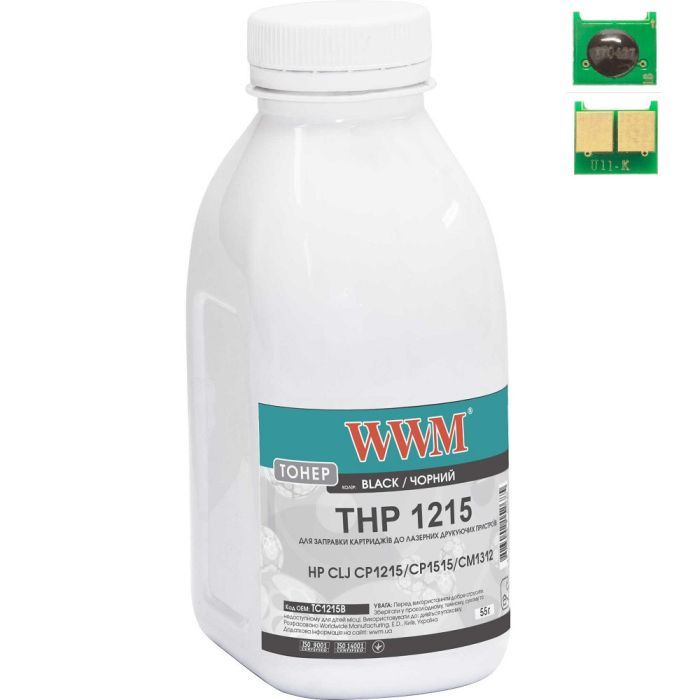 Тонер HP CLJ CP1215/CP1515/CM1312 55г Black +chip WWM (TC1215B)
