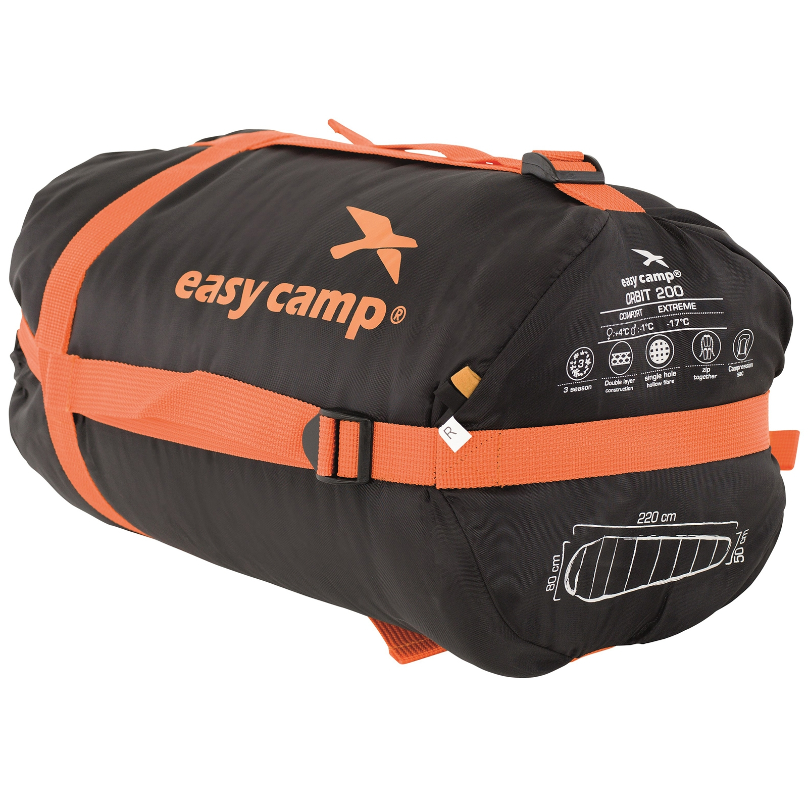 Спальный мешок Easy Camp Orbit 200/-1°C Black (Right) (928489) изображение 6